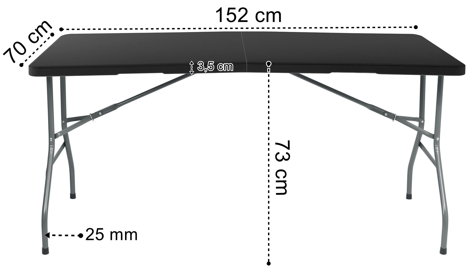 Складной стол Stool Group, чёрный, 150 × 70 × 72 см